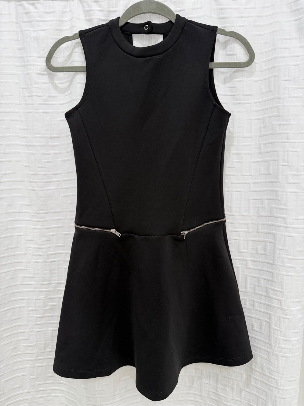 Zara Black Sleeveless Fit-and-Flare Mini Dress with Zip Detail